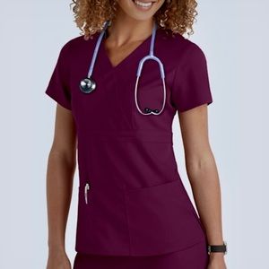 3 Pocket Mock Wrap Scrub Top